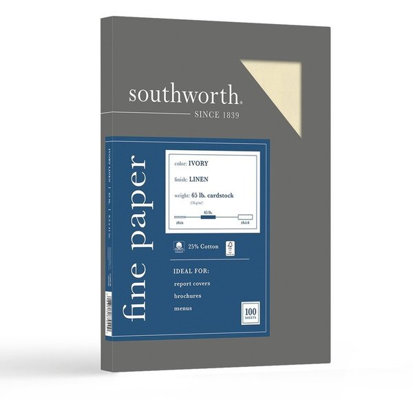 Southworth Paper, Linen, 25%Ctn, 65#, Ivry Pk SOUZ560CK